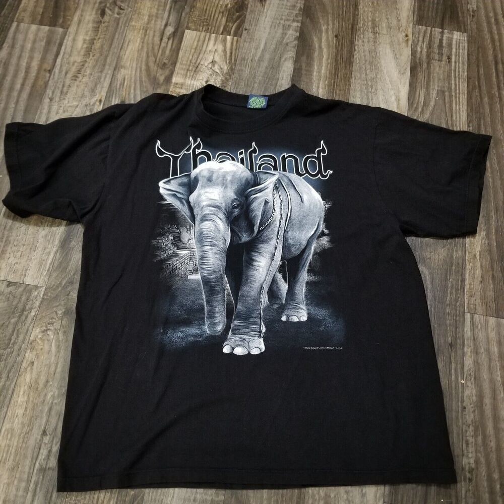 JOLIGOLF Thailand Kingdom Of Elephants T-Shirt Men's Black‎ Asia Jungle XL